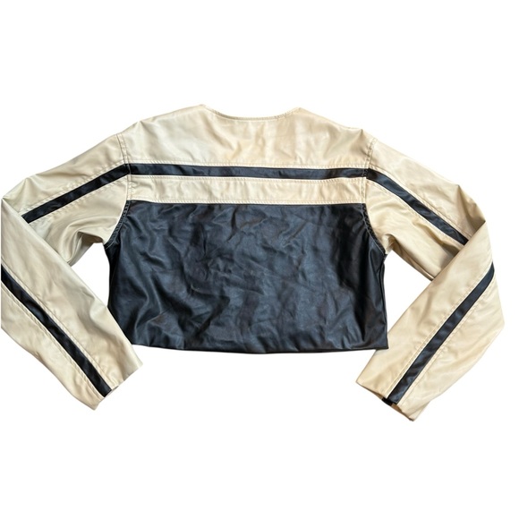 Cloud Ten Women’s Size M Cropped Racer Jacket Black Tan Faux Leather Moto Baddie - Picture 8 of 16